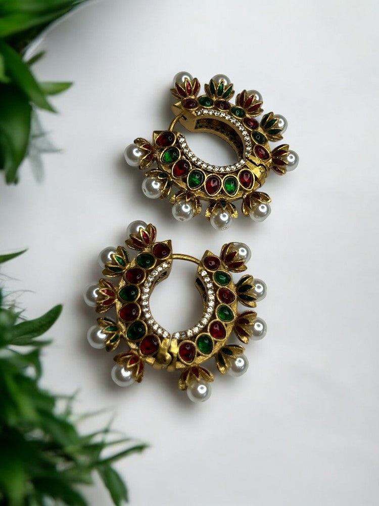 Ayra Multicolour Pearl Hoop Earrings