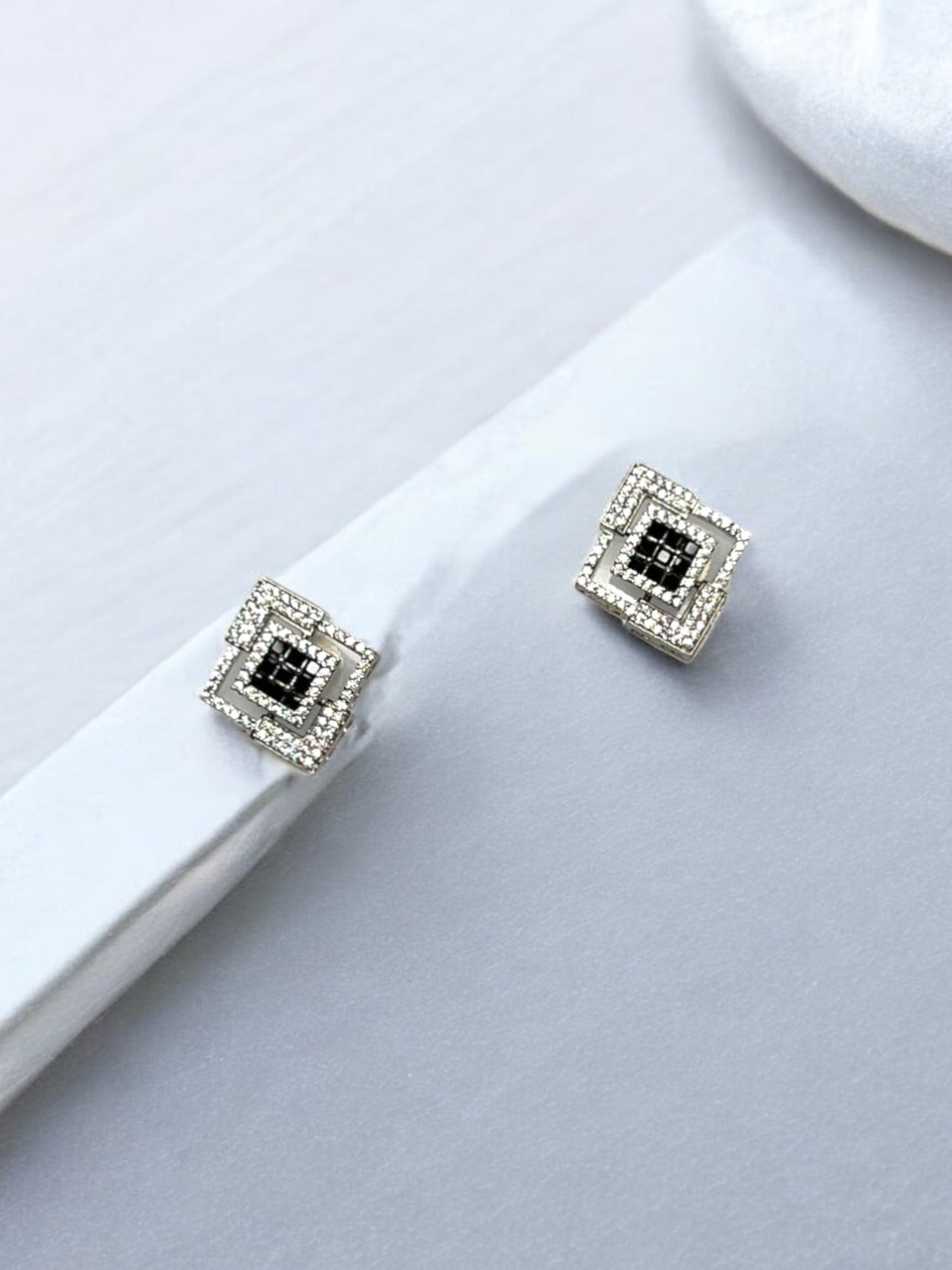 Silver Black Suhani Studs