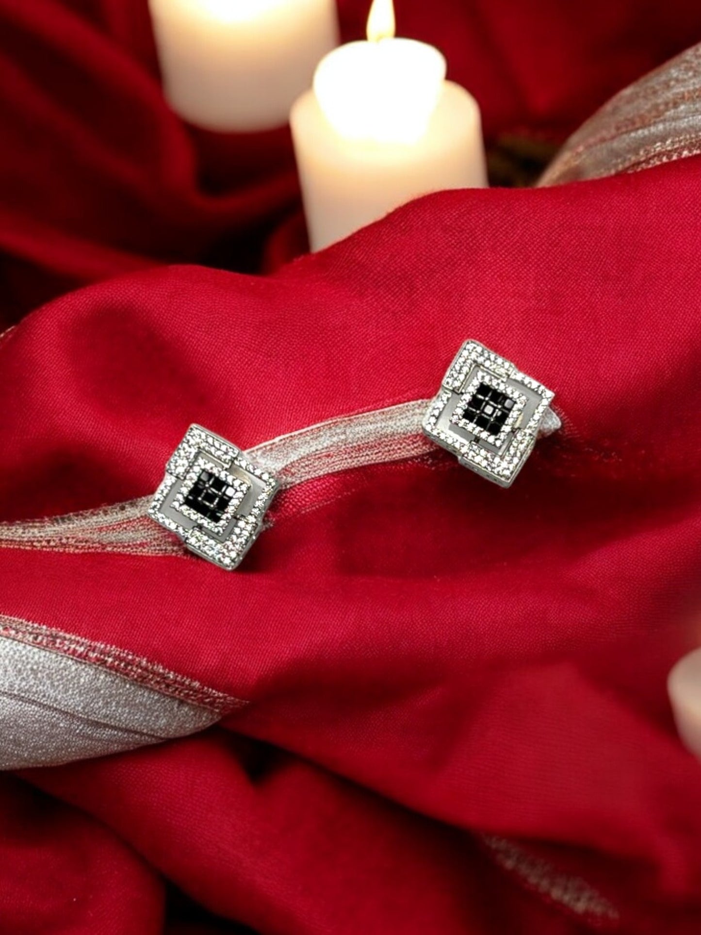 Silver Black Suhani Studs