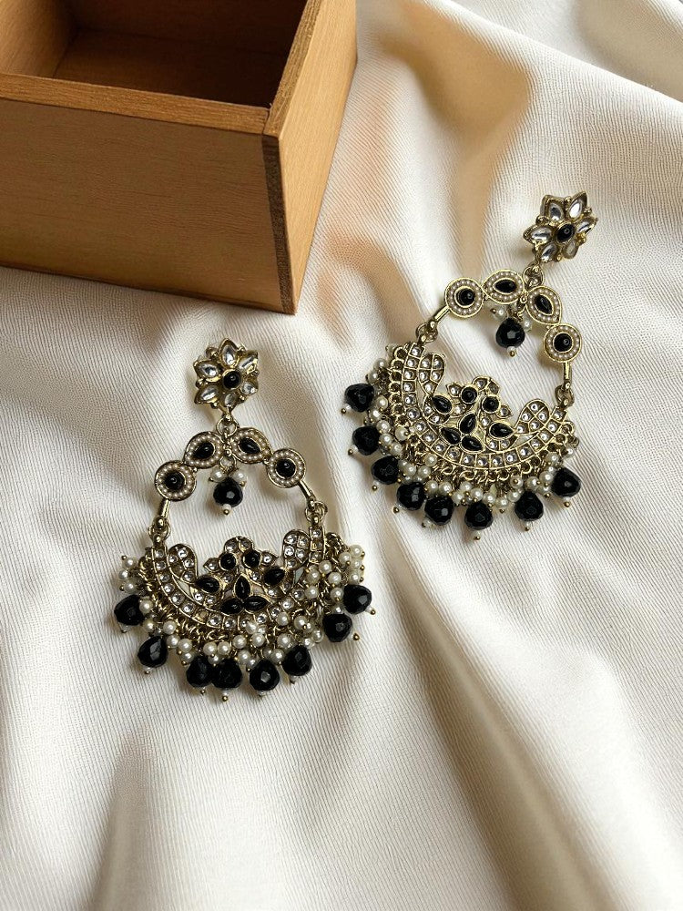 Black Anika Chandbali Earrings