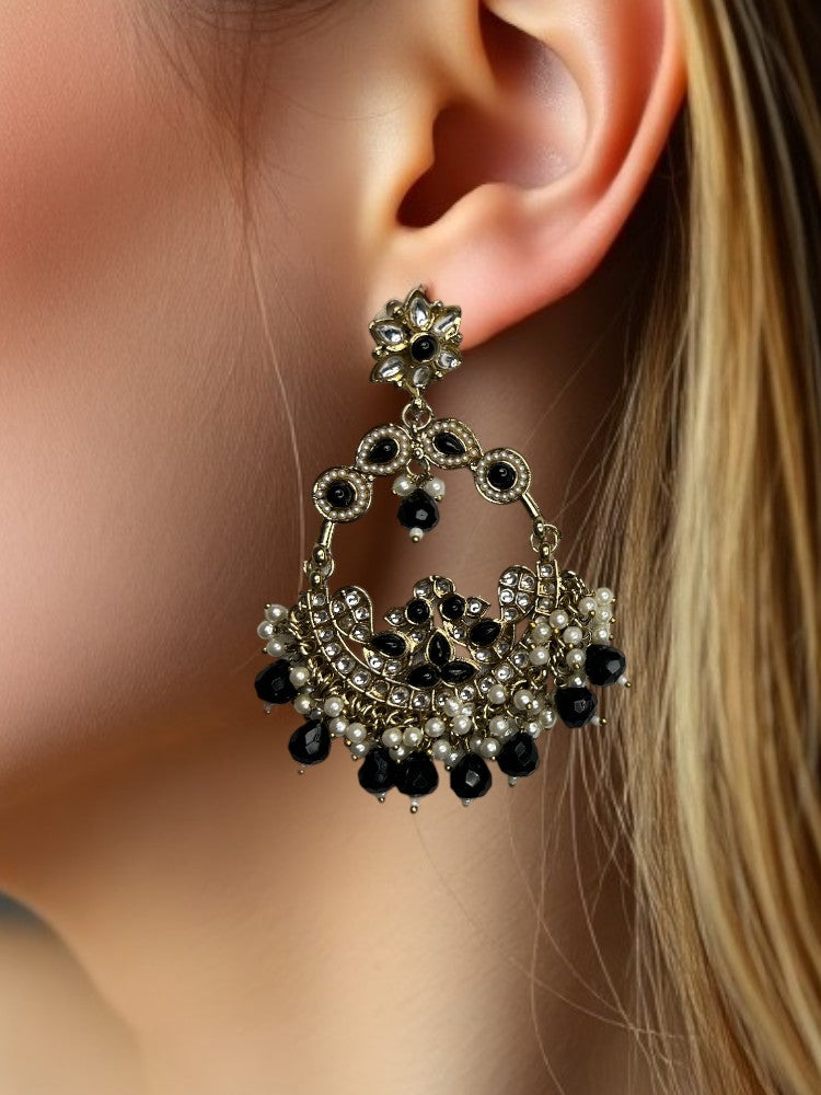 Black Anika Chandbali Earrings