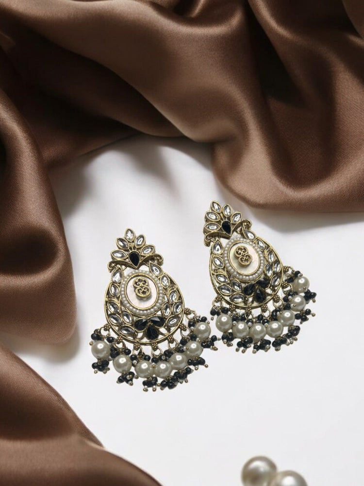 Black Pearl Pragya Chandbali Earrings