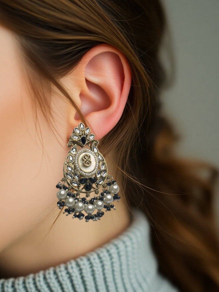 Black Pearl Pragya Chandbali Earrings