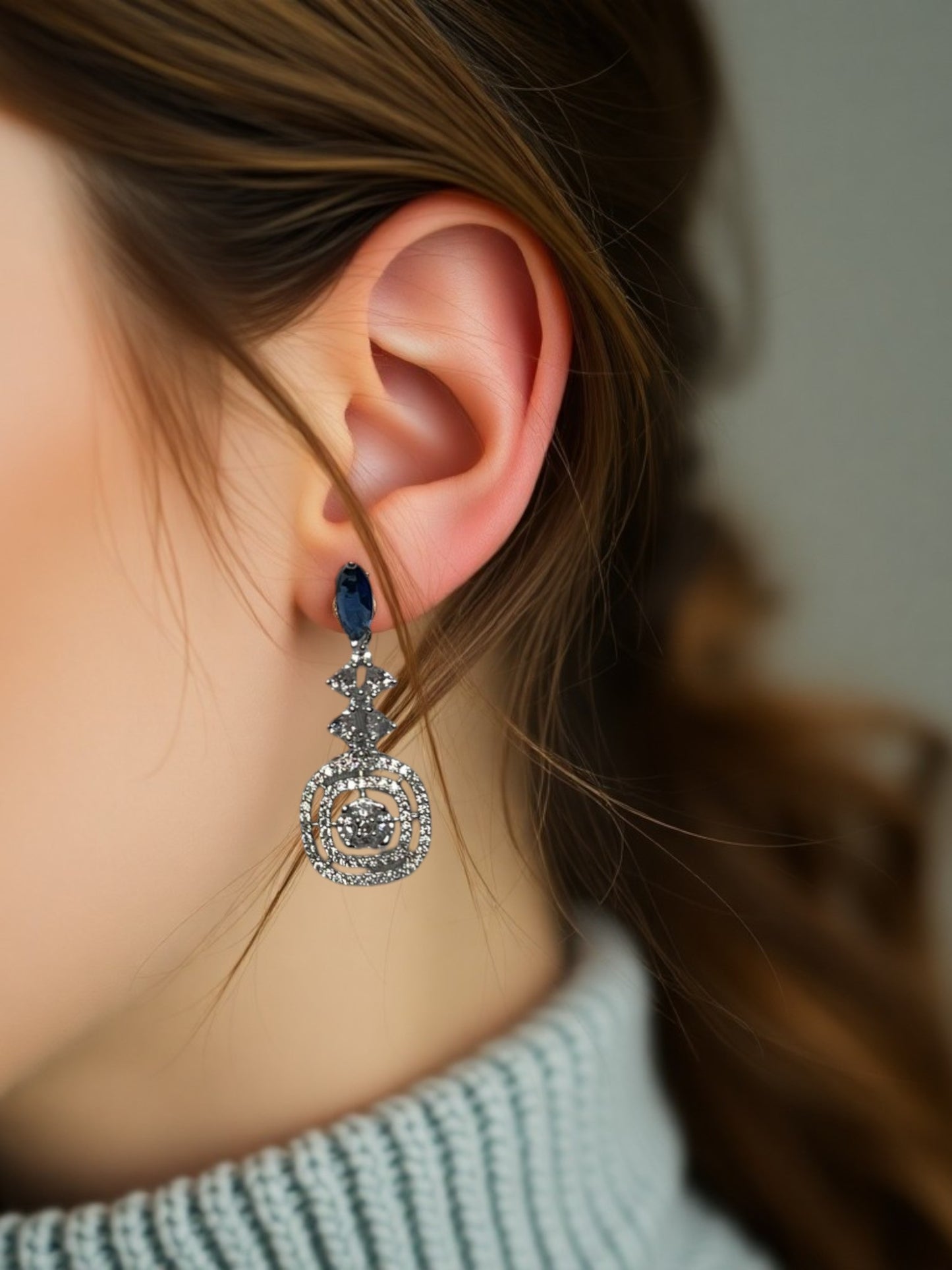 Blue Ishita Dangler Earrings