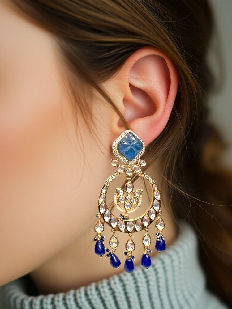 Navy Blue Tani Chandbali