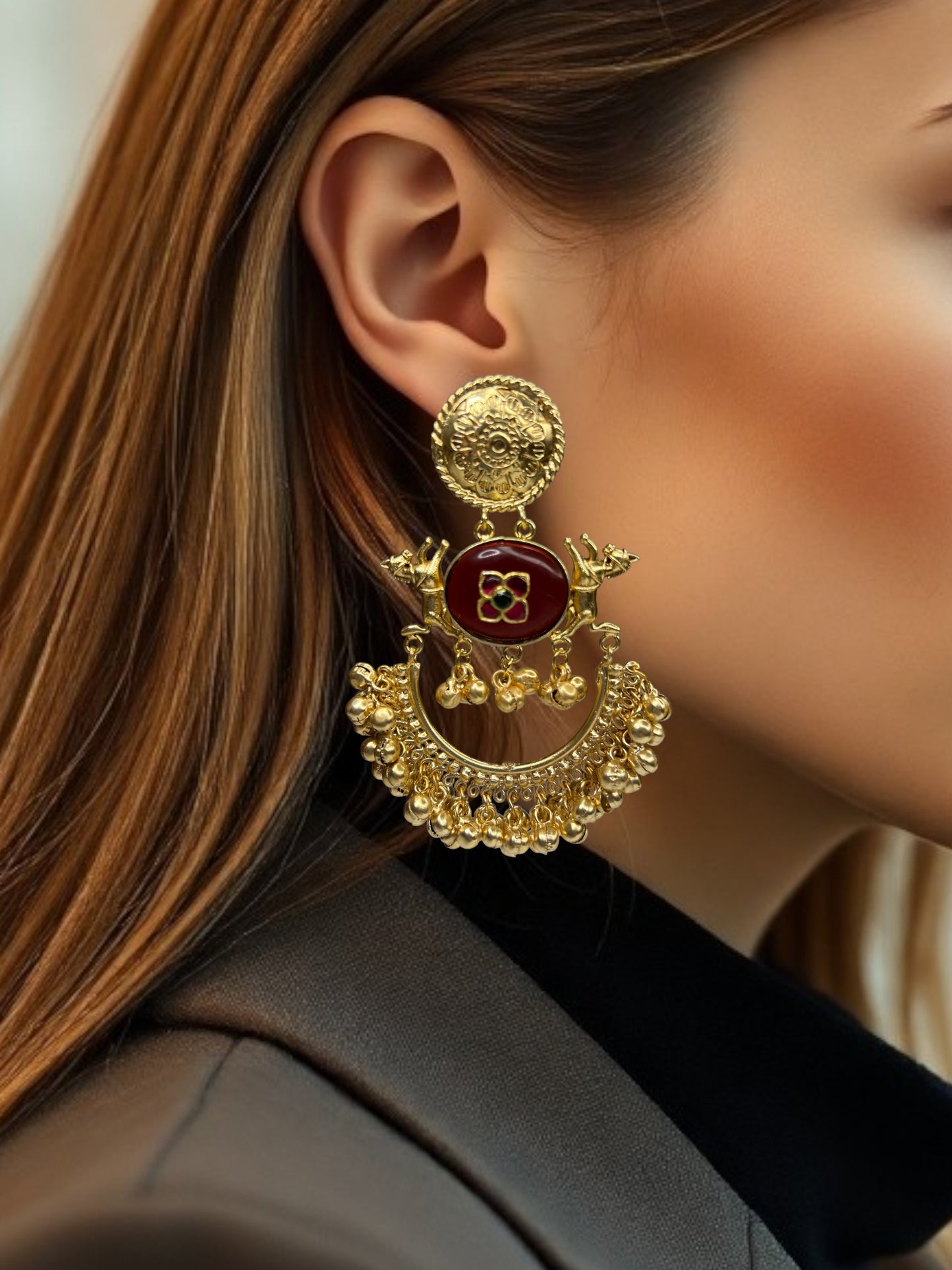 Brass Chandbali Earrings