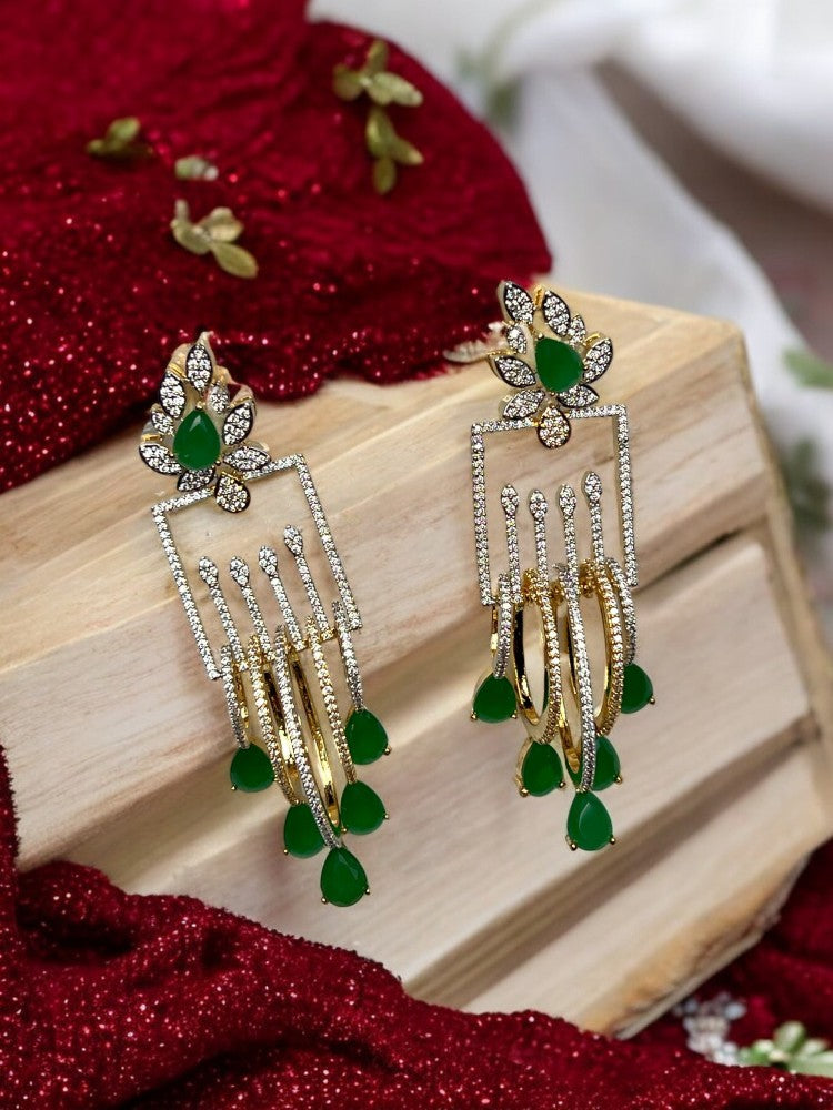 Emerald Gold Classy Dangler Earrings