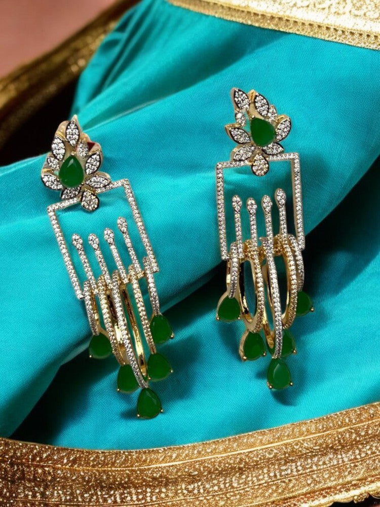 Emerald Gold Classy Dangler Earrings