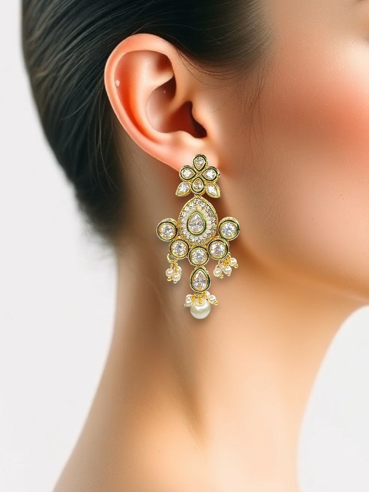 Green Reena Jhumki Earrings