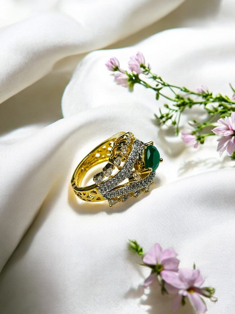 Emerald Gold AD Prisha Ring