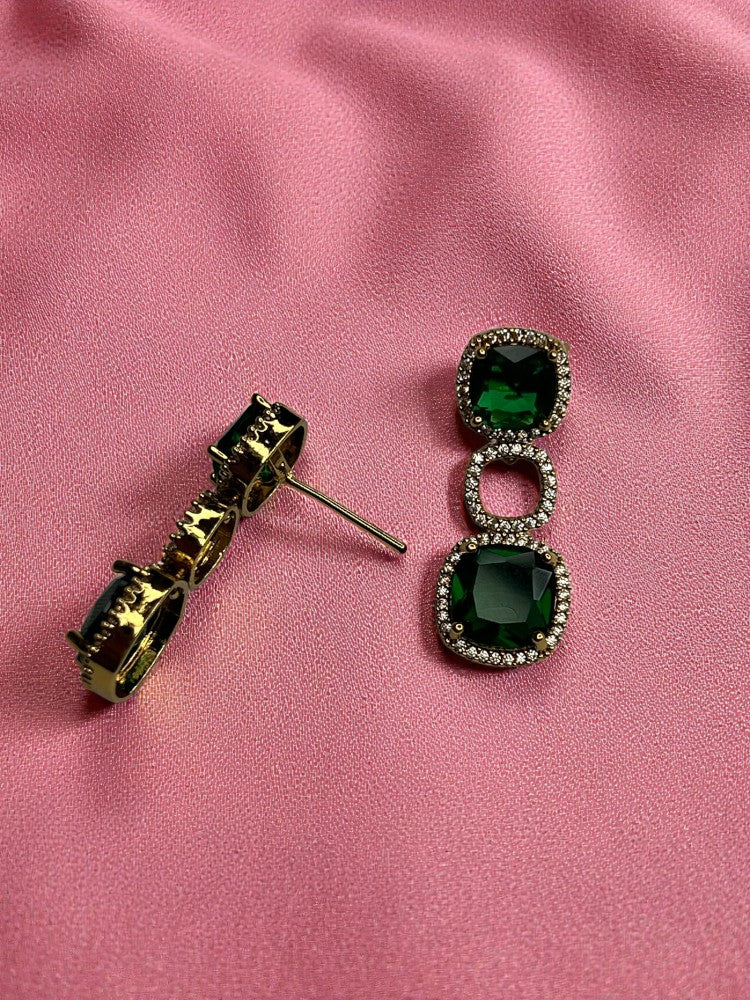 Emerald Gold Vanya American Diamond Necklace Set