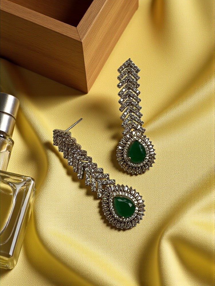 Green Gold Jasmine American Diamond Necklace Set