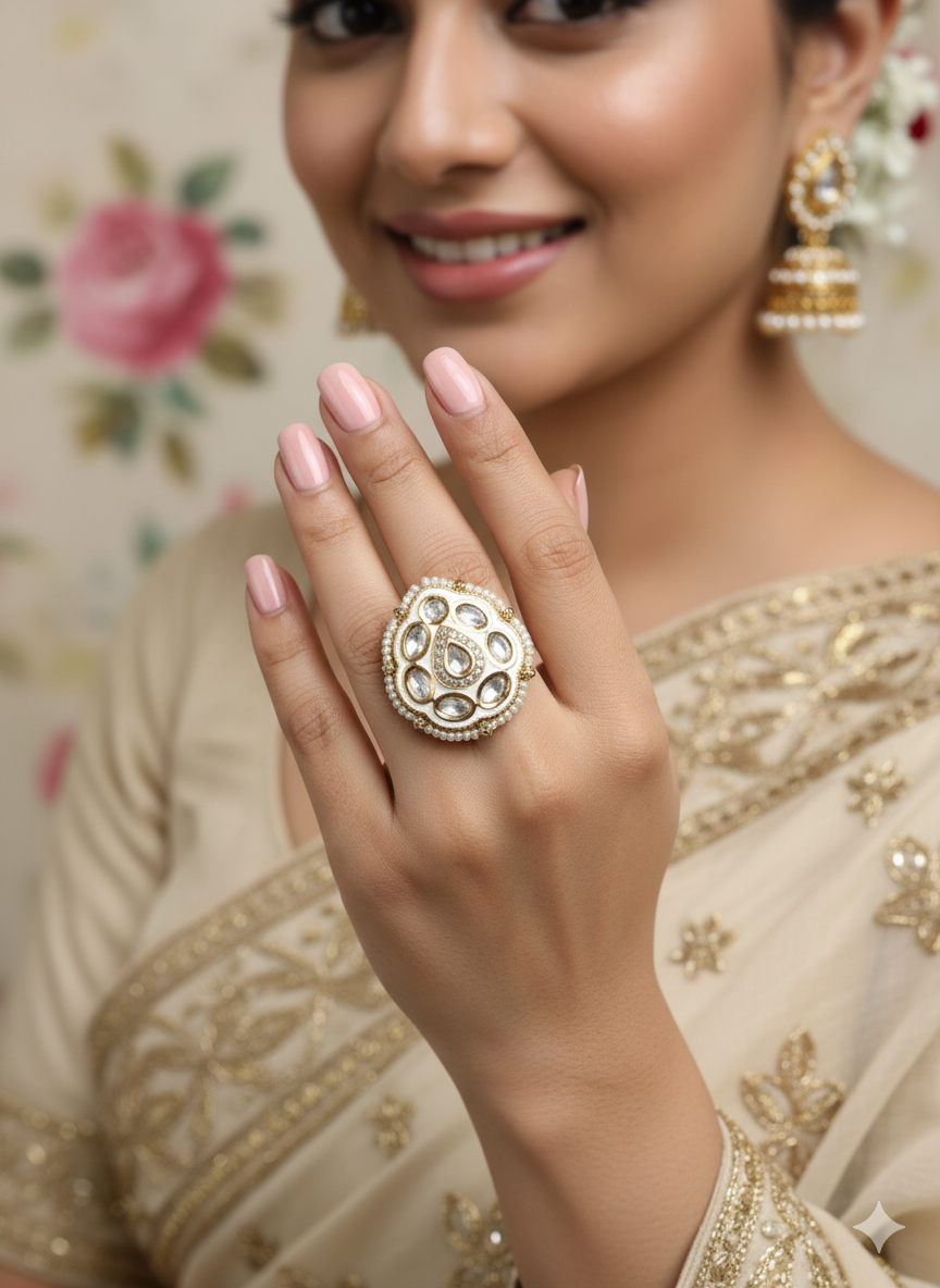 Ivory Pearl Nayani adjustable Ring