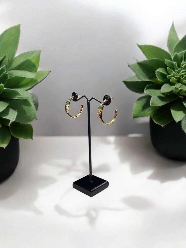 Gold Emerald Nayra Hoops