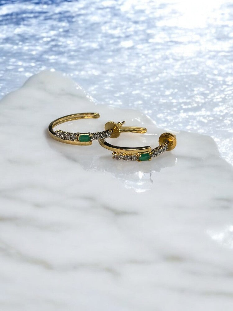 Gold Emerald Nayra Hoops