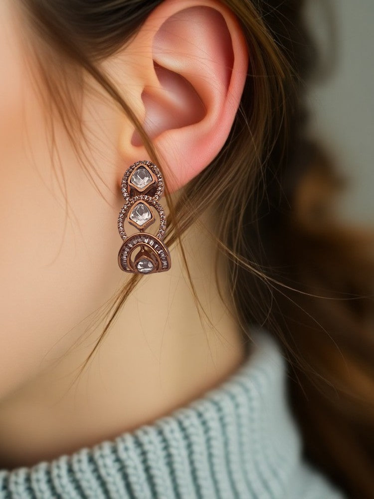 Golden stud earrings