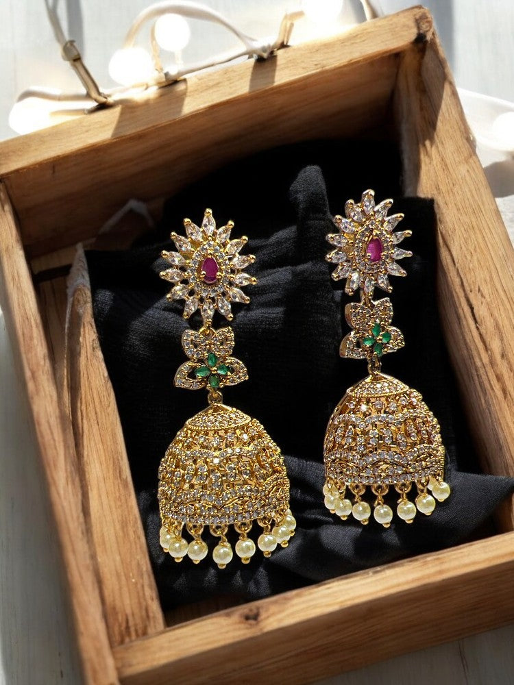 Golden Pariksha Jhumki Earrings