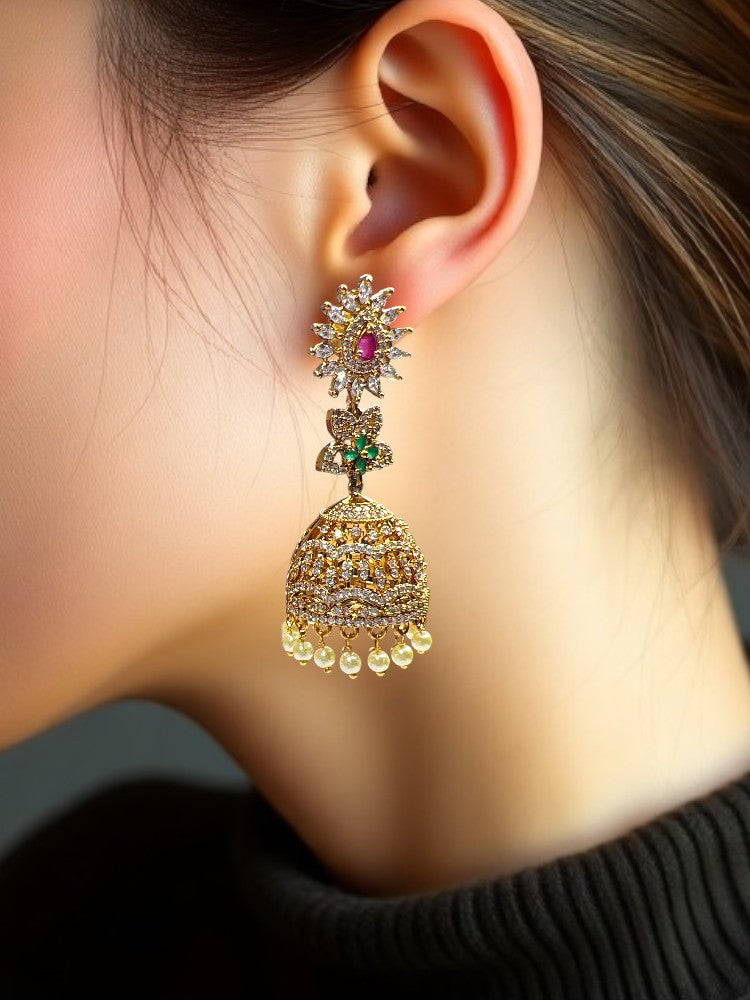 Golden Pariksha Jhumki Earrings