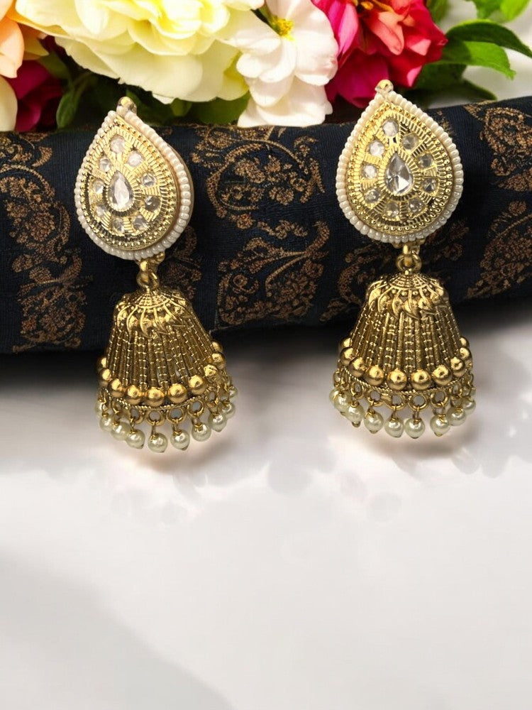 Golden Rajshiri Jhumka Earrings