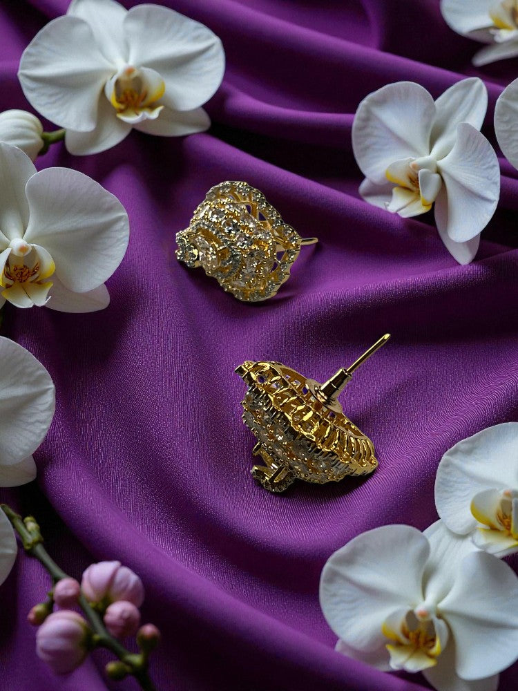 Golden Leaf Studs Earrings