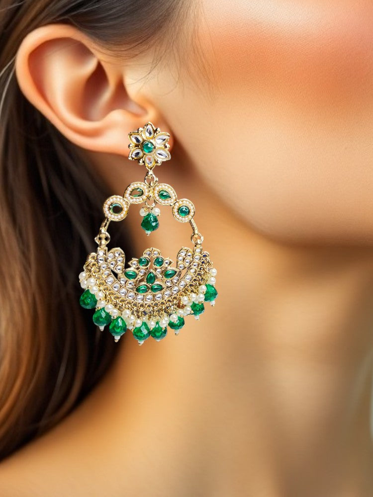 Green Anika Chandbali Earrings