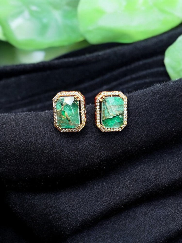 Green Zara Stud Earrings