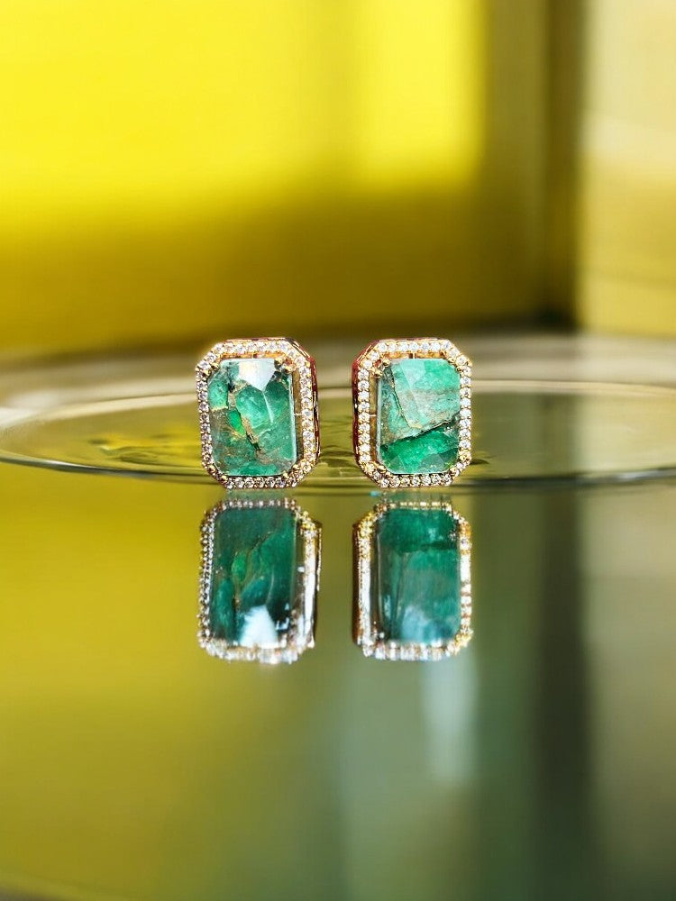 Green Zara Stud Earrings