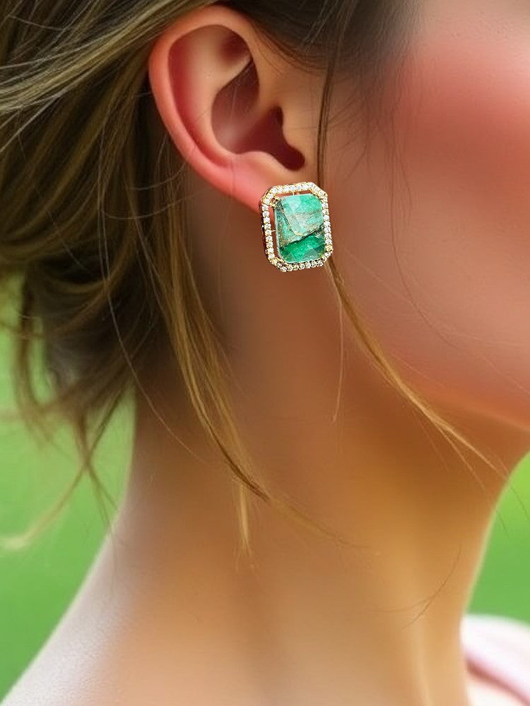 Green Zara Stud Earrings
