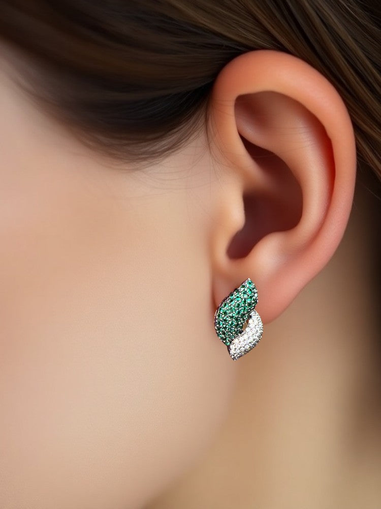 Green Mini Nano AD Stud Earrings