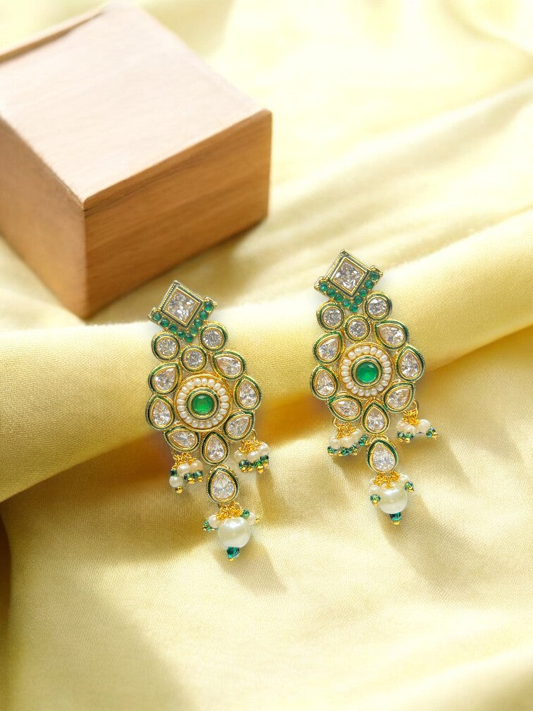 Green Narmada Dangler Earrings