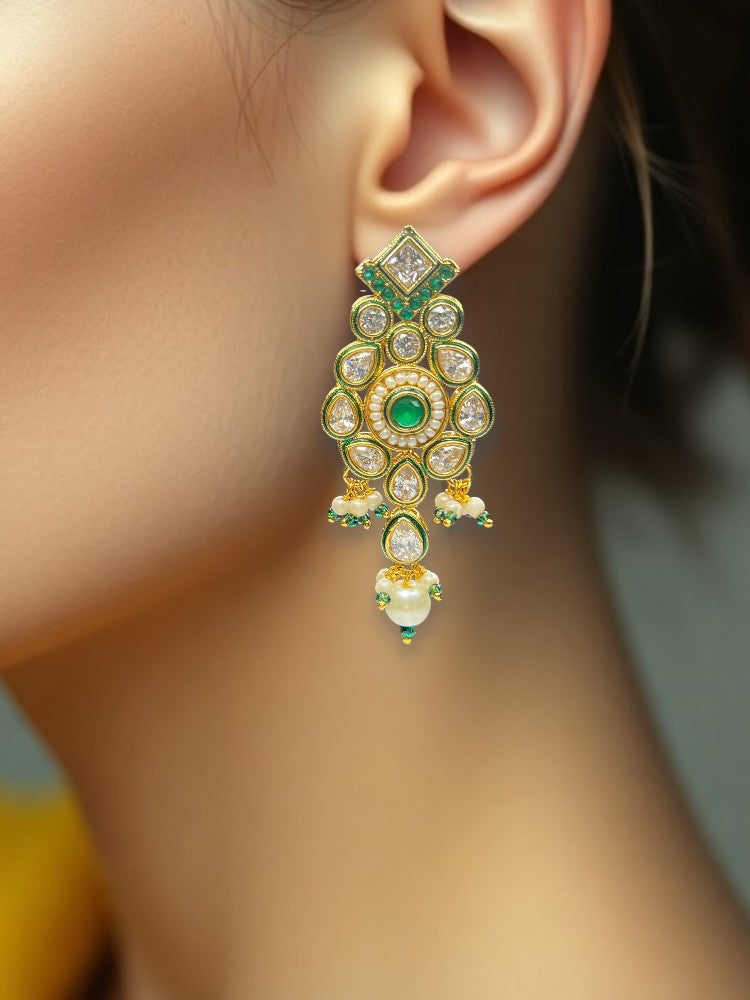 Green Narmada Dangler Earrings