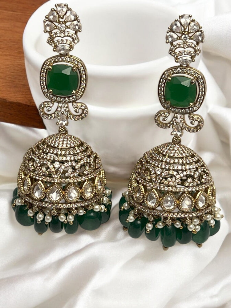 Emerald Parthivi Jhumkis