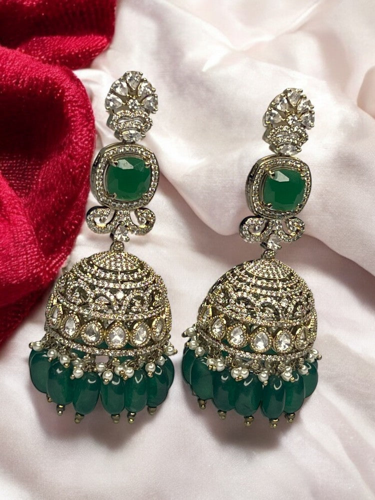 Emerald Parthivi Jhumkis