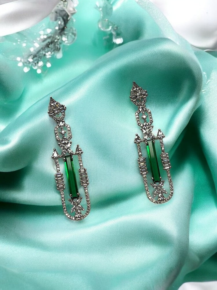 Green Silver Kaya Danglers