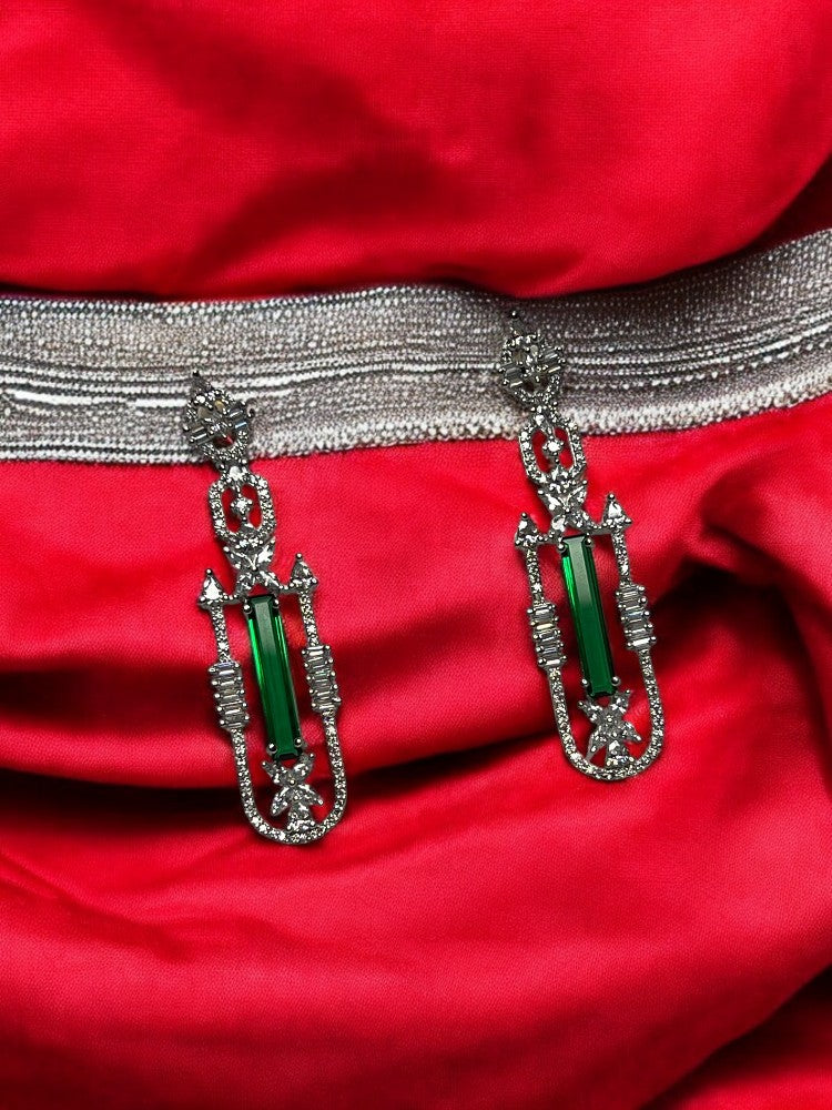 Green Silver Kaya Danglers