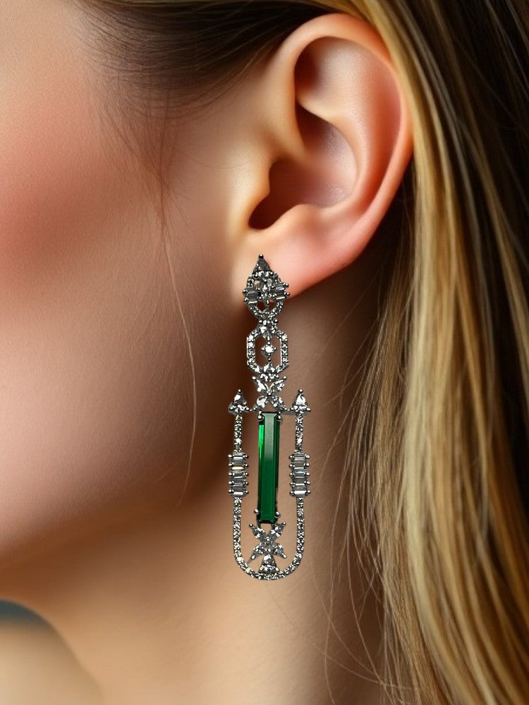 Green Silver Kaya Danglers