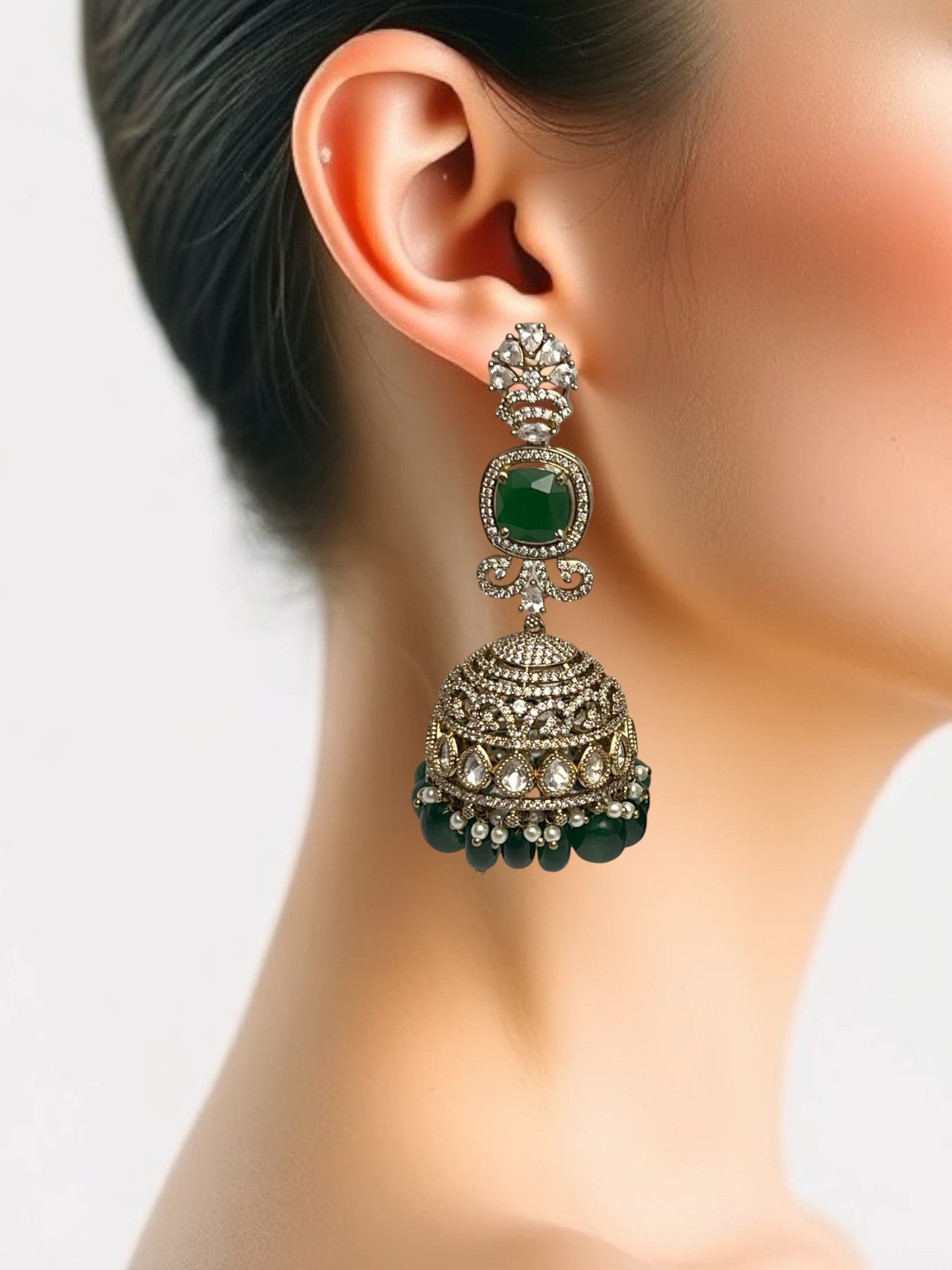 Emerald Parthivi Jhumkis