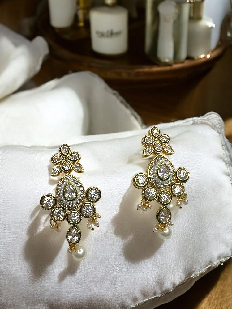Green Reena Jhumki Earrings