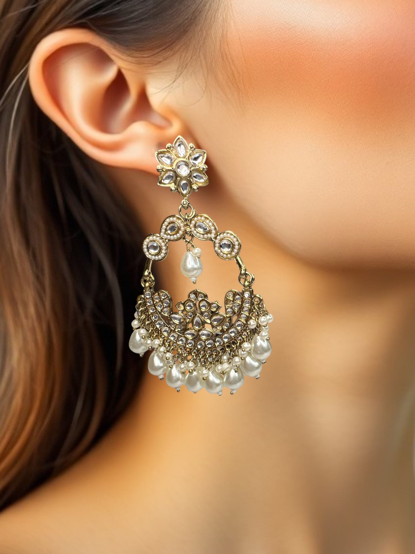 Ivory Anika Chandbali Earrings