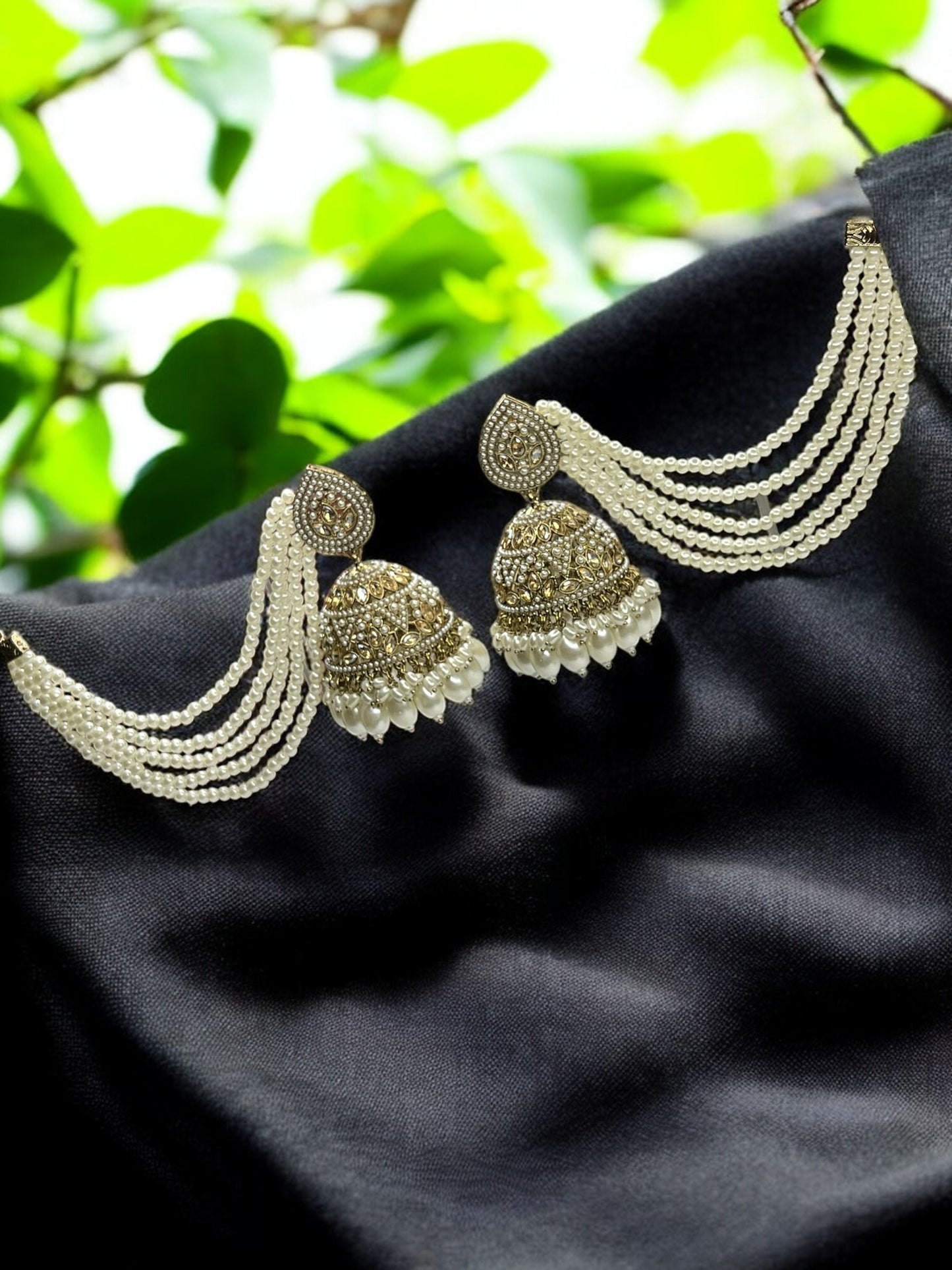 Ivory Damini Jhumki Earrings