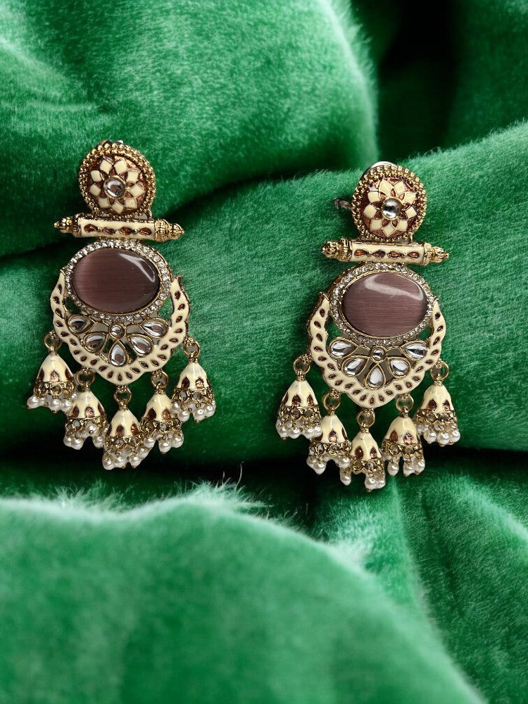 Ivory brown Kahini Dangler Earrings