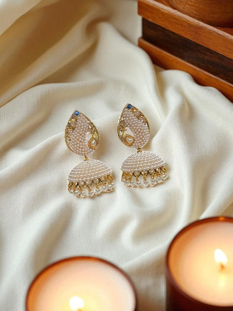 Ivory Purna Jhumki Earrings
