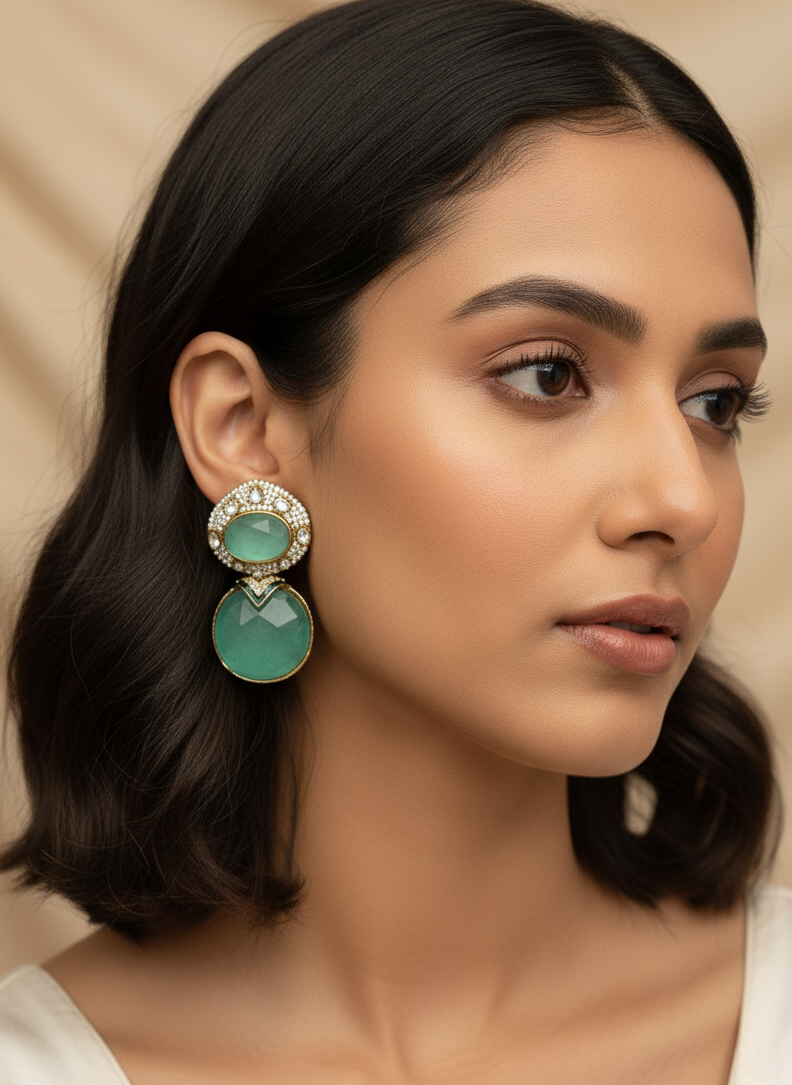 Mint Green Nisha Dangler Earrings