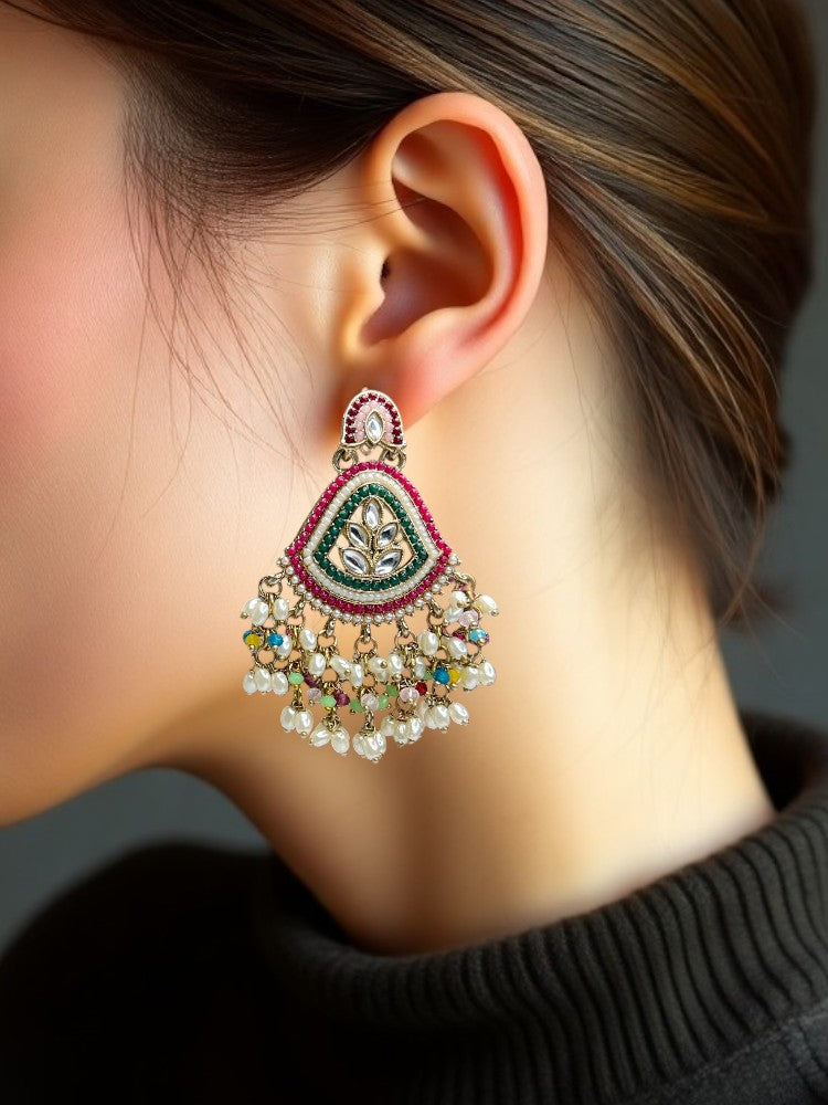 Multicolour Nishika Chandbali Earrings