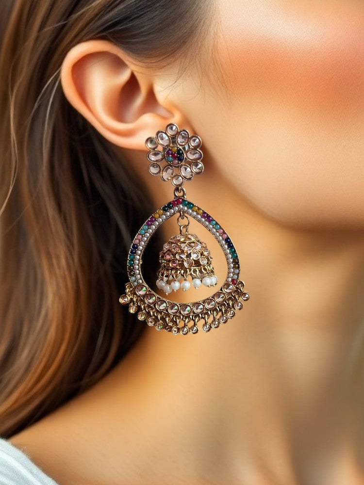 Multicolour Tanika Chandbali Earrings