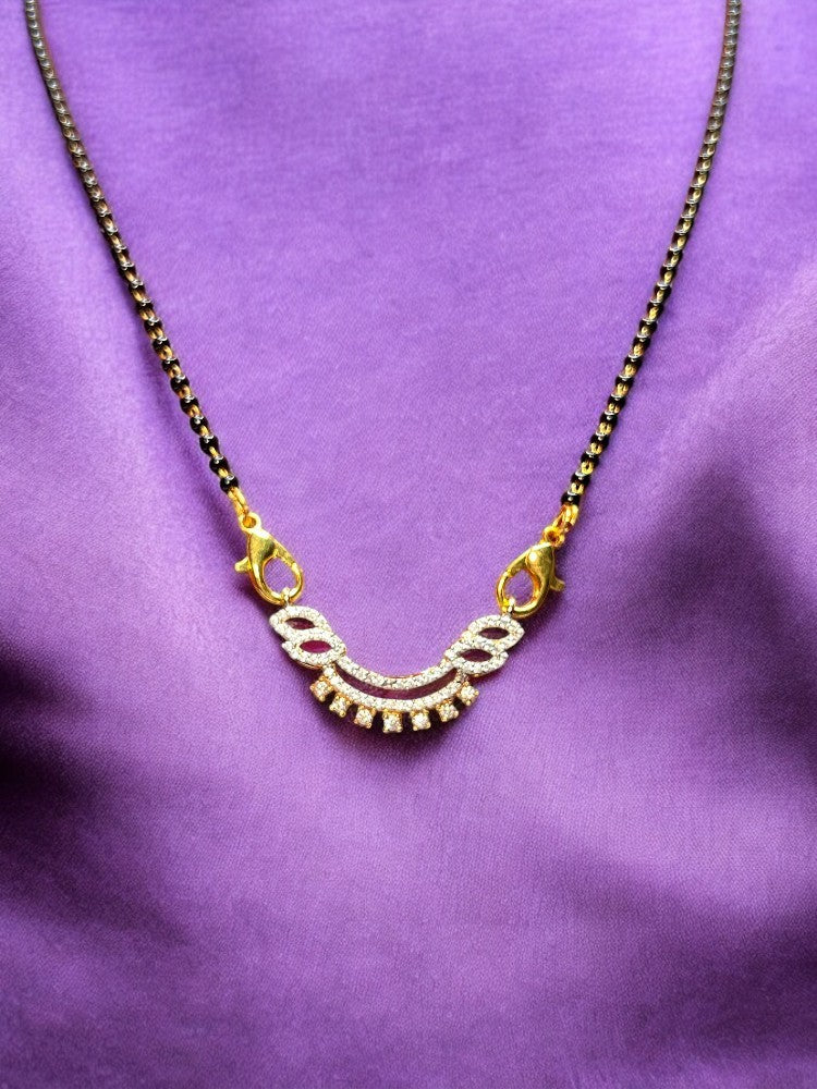 Oval Gold Mangalsutra with studs