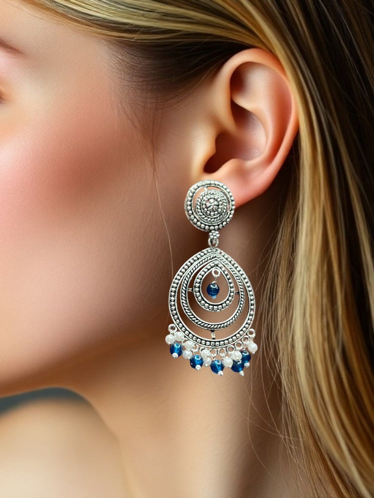 Oxidised Blue Dangler Earrings