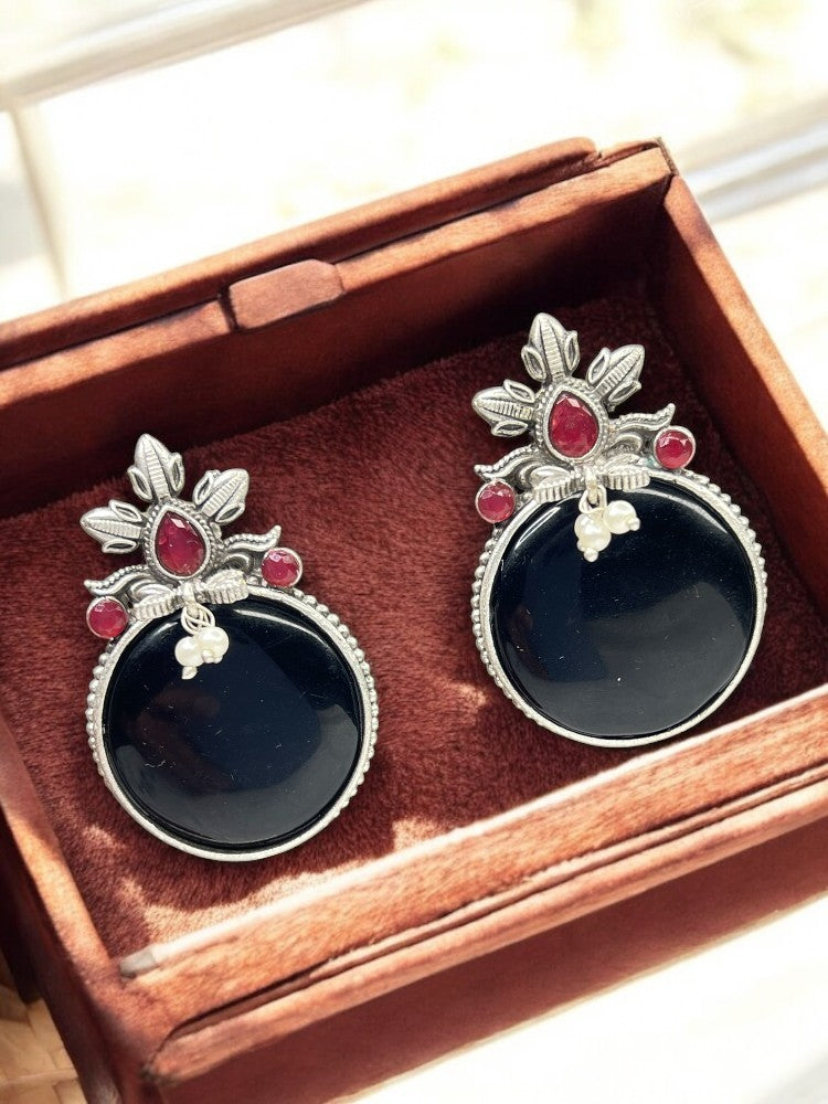 Oxidised Silver black Ruhi Studs