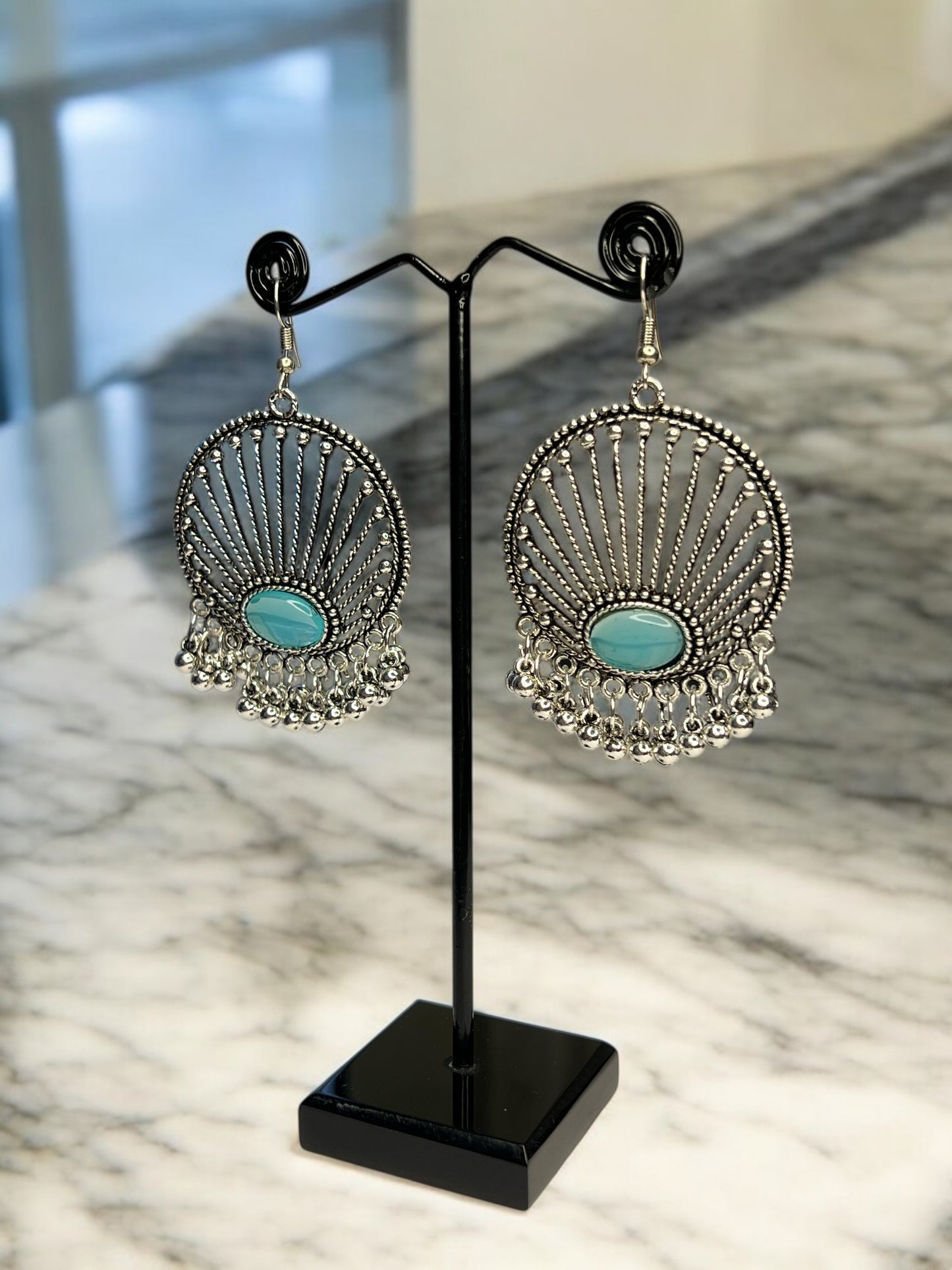 Oxidised Blue Lasya Dangler Earrings