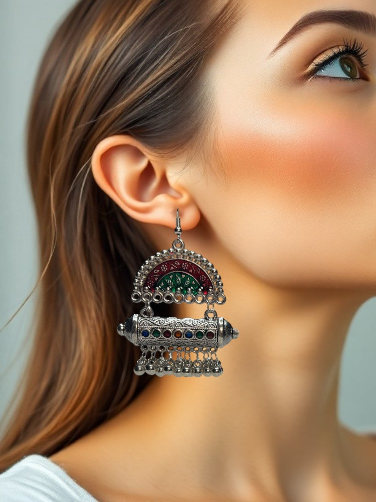 Oxidised Multicolour Dangler Earrings